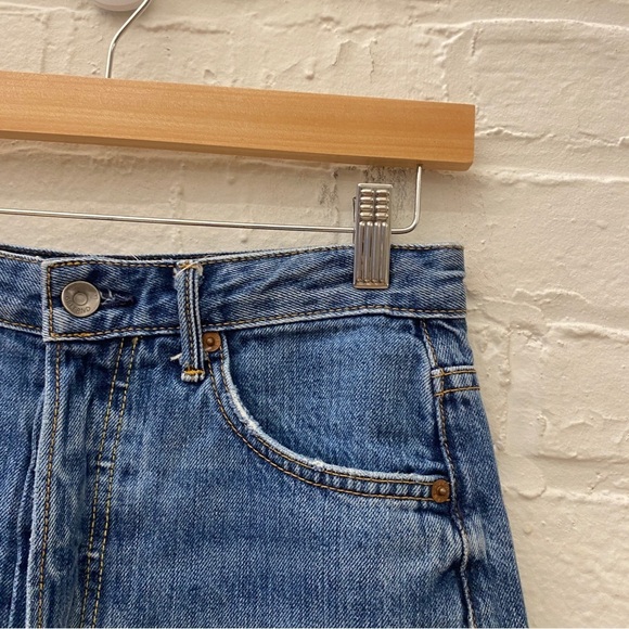 GRLFRND || Poppy Denim Shorts Distressed Cutoffs Good Luck Charm Blue 26 - Picture 5 of 10